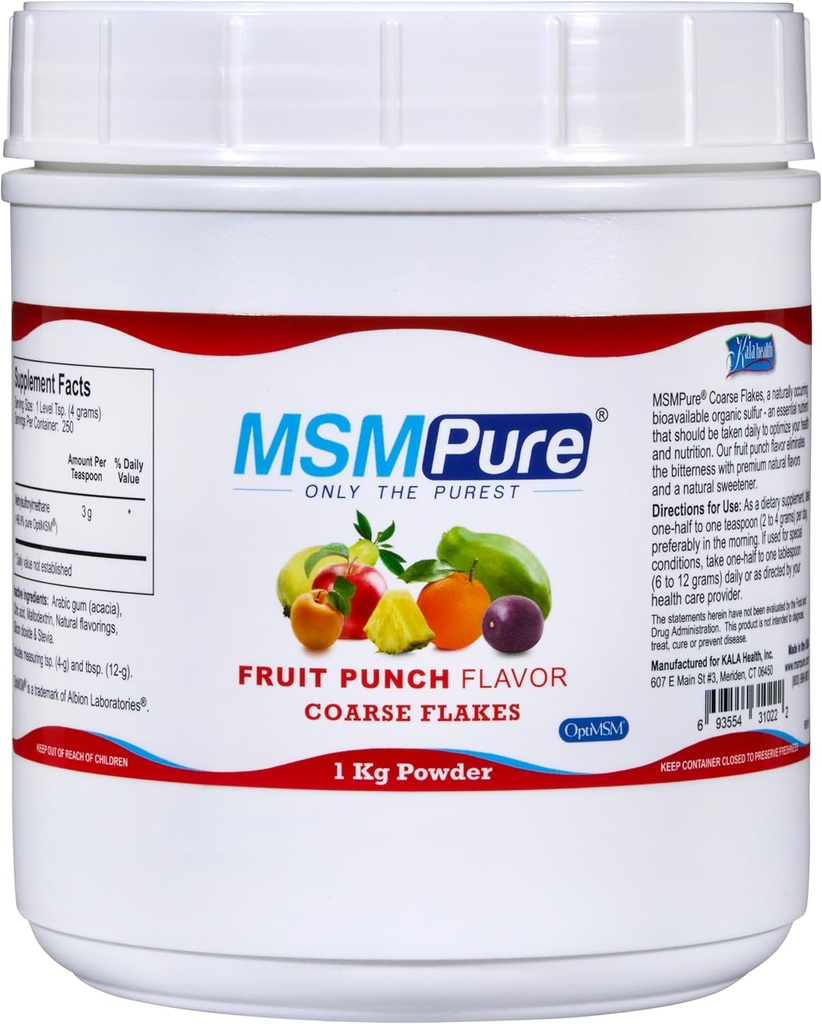 KALA HANITY MSMPure Fruit Punch aravored Coarse MSM Powder Flakes 