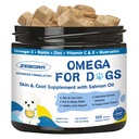 Omega 3 pentru câini cu ulei de somon, ulei de pește pentru câini Piele și Coat Supliment, Dog Alergia Ajutor, Hot Spot Tratamentul, Anti Shedding, Hip & Suport comun cu EPA & DHA, Biotina, Vitamina E