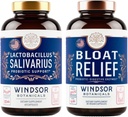 WINDSOR BOTACALS Bloat Relief şi Lactobacillus Salivarius Capsule Probiotice - oral şi IBS Suport Bundle