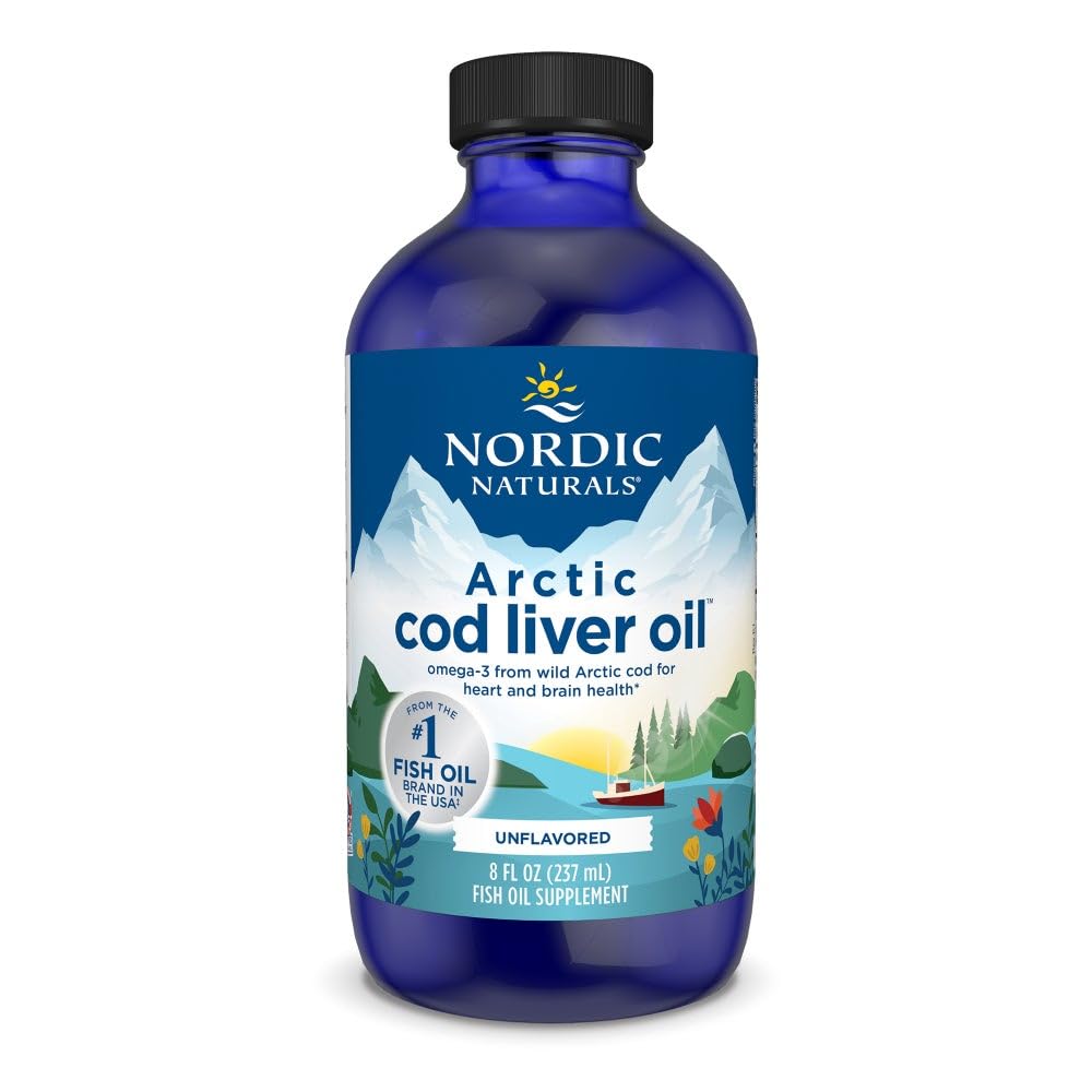 Nordic Naturals Arctic Cod Ulei de ficat, Nearomat - 8 oz - 1060 mg Total Omega-3s cu EPA & DHA - Heart & Brain Health, Imunitate sănătoasă, Wellness generală - Non-GMO - 48 Serviri
