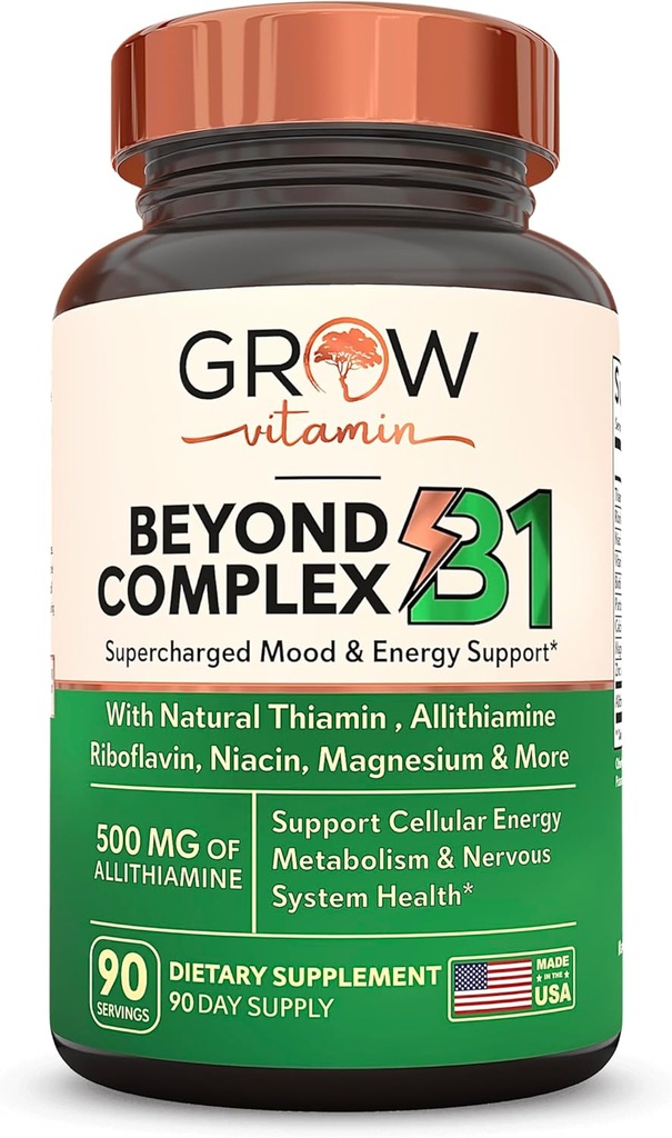 creşteţi vitamina Beyond B1 Complex - Allitiamine naturale Vitamina B1 Supliment cu esenţiale B-Vitamina, Tiamin, Niacin, Biotin, Magneziu & More - Susţine energie, Mood & Sistem nervos - 90 capsule