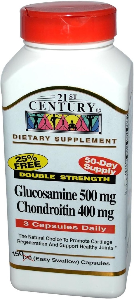 21st Century Glucosamine Chondroitin 500/400 mg - Dublu Putere, cp 150 Count