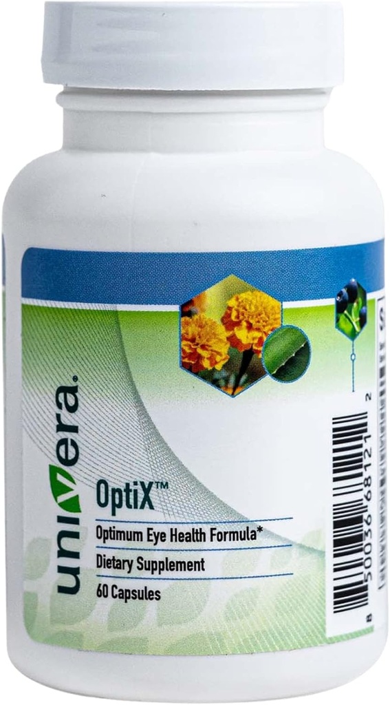 Univera OptiX, Vitamine Eye, Lutein, Zeaxantină, Vitamina C, Zinc, Beta Caroten, Bilberry, Seleniu, Sprijină Strains Ochi, Menţine Lens ochi sănătos, 30 zile de aprovizionare