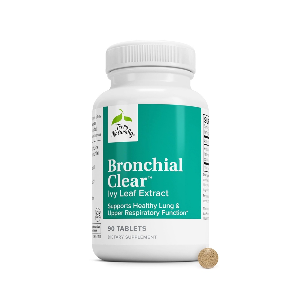 Terry natural Bronhial Clear - 90 comprimate - Soothing Lung & Upper Function Supplement, non-Drowsy, non-Jittery - non-GMO, Gluten-Free - 90 Serviri