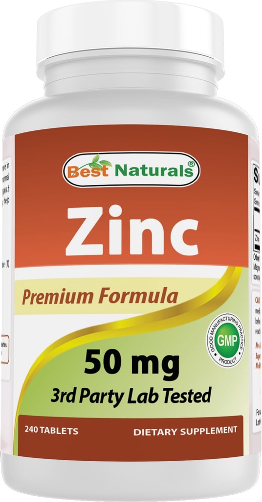 Cel mai bun Naturals Zinc Supliment ca zinc Gluconate 50mg 240 comprimate - Immune Support