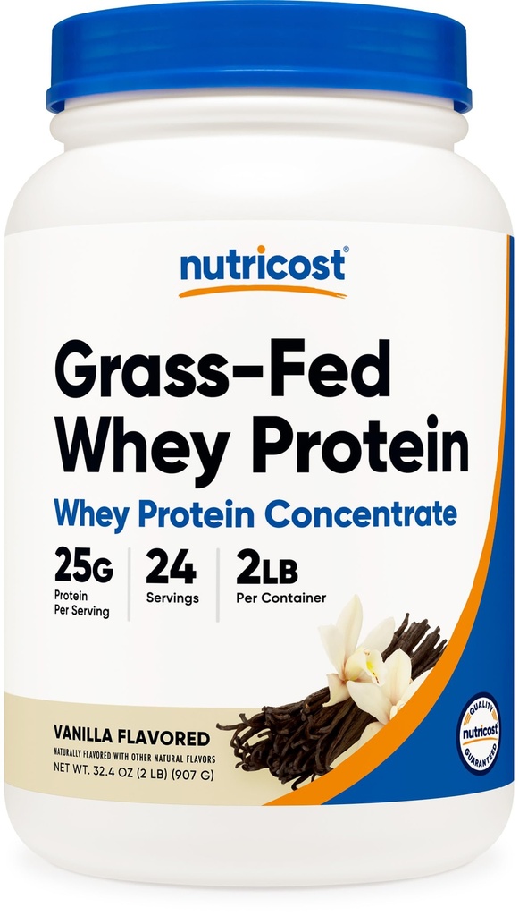 Nutricost Grass-Fed Proteine concentrat (Vanilla) 2LBS - nedenaturat, non-GMO, gluten gratuit
