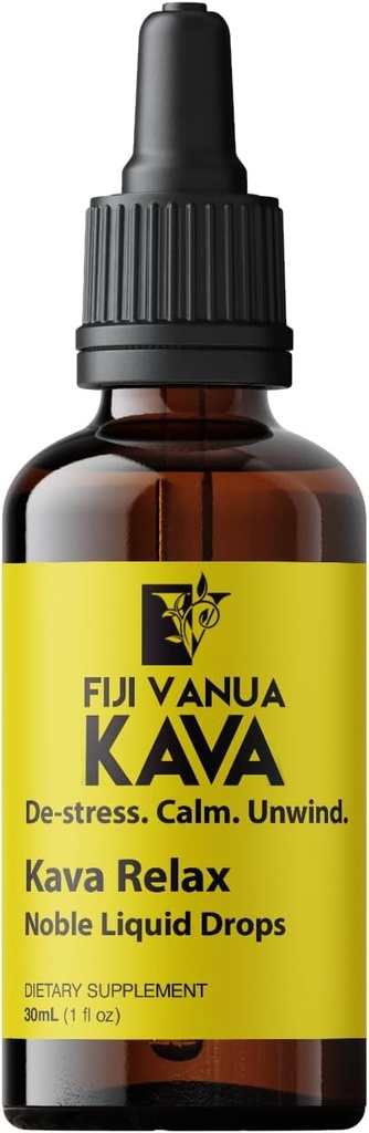 Fiji Vanua Kava RelaxTM, Pure Kava Kava Supplement with Soothing Properties, Infuzed with California Poppy, Hops, Skullcap & Passionflower, Liquid Drops to calm and Unwind