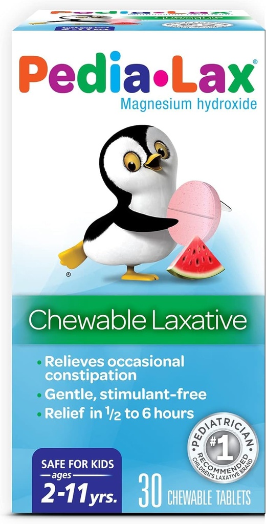 Pedia-Lax Laxative tablete masticabile pentru copii, vârstele 2-11, pepene verde aroma, 30 CT