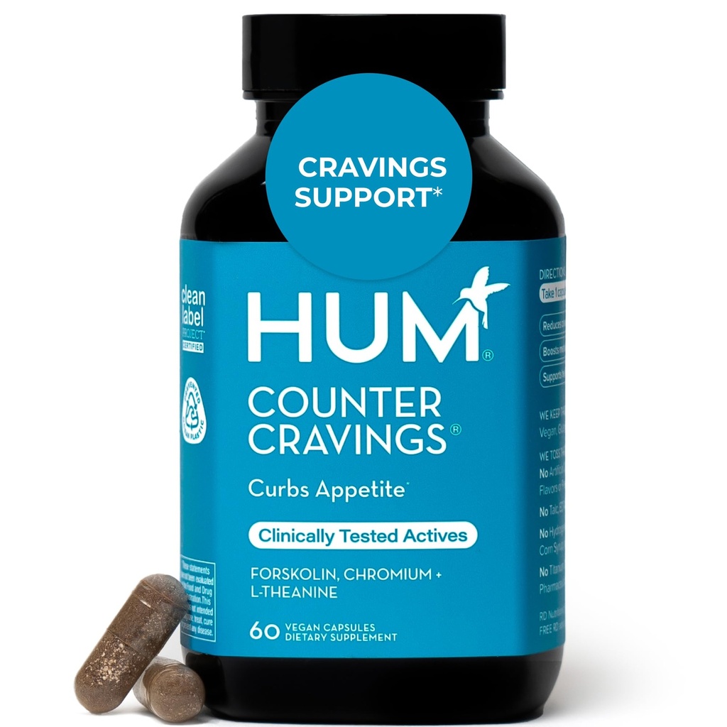 Counter HUM Cravings Suplimente crom cu L Theanine, extract de seaweed & Forskolin pentru a ajuta la susținerea apetit, Cravings, și Routine, Gluten Free, Cafeina Free Formula, 60 capsule Vegan