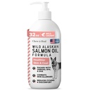 Ulei sălbatic de somon de Alaska pentru câini - 32 oz. de ulei de pește Formula - Capac pompa - Conține Omega-3 și 6, vitamina D, EPA, și DHA pentru piele sănătoasă și haina