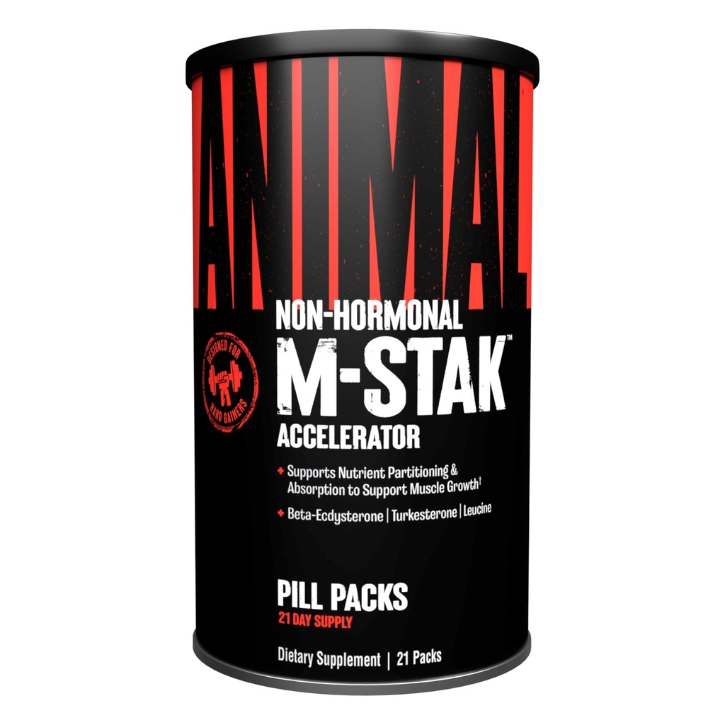 Animal M-Stak - Muscle Builder şi Anabolic Mass Gainer Supliment pentru culturism - Lean musculare de creştere, Amino Complex şi Pre Workout Energie, 21 Packs