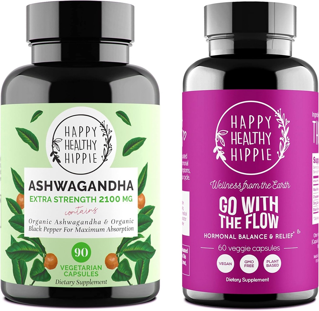 Happy Healthy Hippie Du-te cu Flow Bundle (2pk) - Du-te cu fluxul & Ashwagandha
