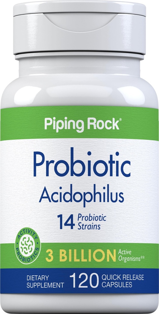 Piping Rock Probiotic Capsule acidofil pentru femei și bărbați 