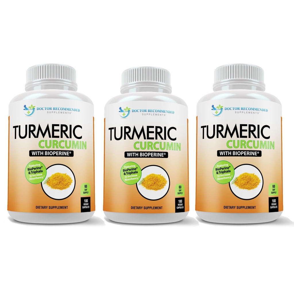 CurcuminÄ turmeric Supliment - 2250 mg/d - Veggie Caps - 95% Curcuminoide cu extract de piper negru (Bioperina) - 750 mg capsule - 100% organice - cel mai puternic Turmeric (Pachet de 3)