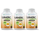 CurcuminÄ turmeric Supliment - 2250 mg/d - Veggie Caps - 95% Curcuminoide cu extract de piper negru (Bioperina) - 750 mg capsule - 100% organice - cel mai puternic Turmeric (Pachet de 3)