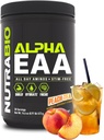 NutraBio Alpha EAA - Aminoacidi pentru crestere musculara si hidratare - Aminoacizi esentiali cu Nootrops & Adaptogens- Full Spectrum EAA BCAA Powder - 30 Serviri - Ceai de piersici