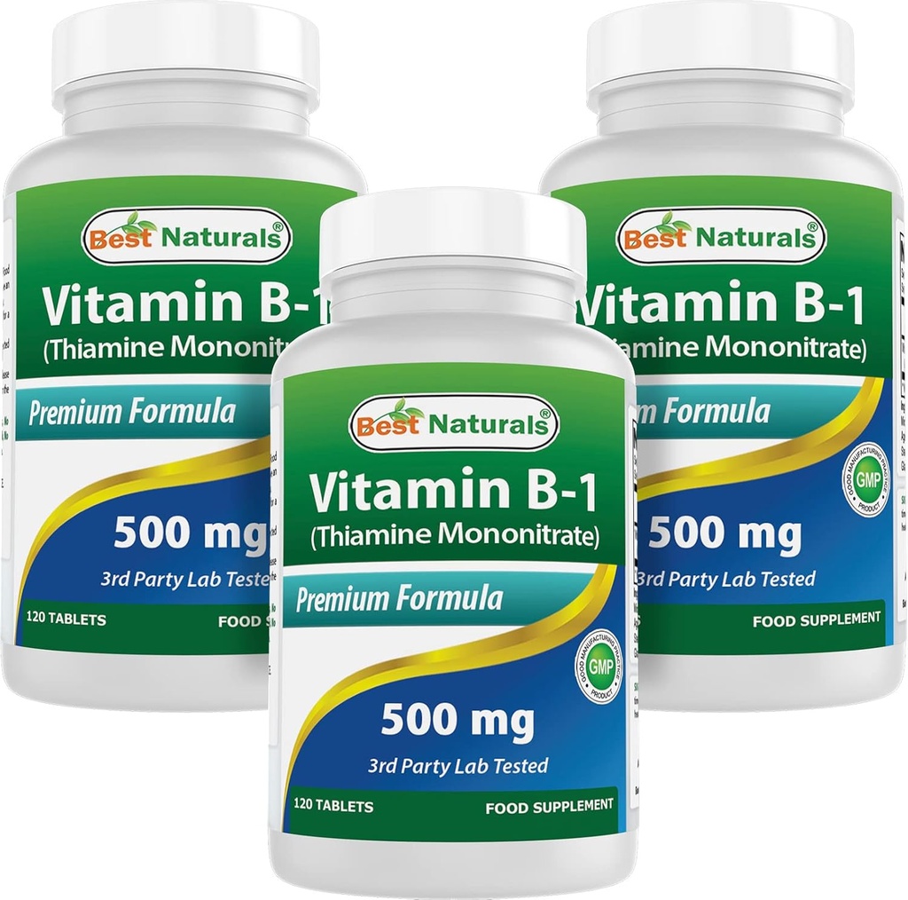 Cele mai bune naturale vitamina B1 ca Tiamină Mononitrat 500 mg 120 comprimate (120 număr de 3)