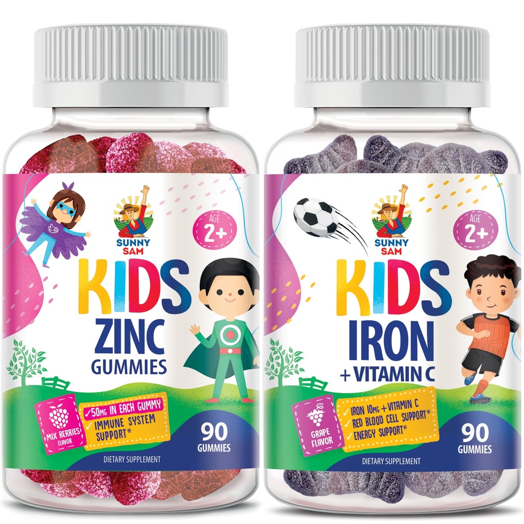 Gume de fier pentru copii și gume de zinc pentru copii. Vitamine de fier cu vitamina C. Guma de zinc masticabil pentru suport imunitar - puternic antioxidant natural non-GMO supliment pentru copii Bărbaţi Adulţi