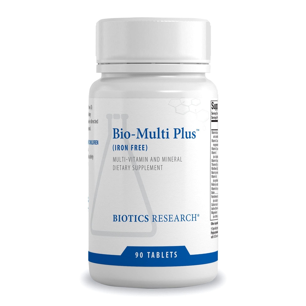 Biotice de cercetare Bio Multi Plus Fier gratuit Multivitamine, Minerale Chelated, Fier gratuit, Emulsificat Vitamine solubile grase, Antioxidanți mari, SOD, Catalase 90 comprimate