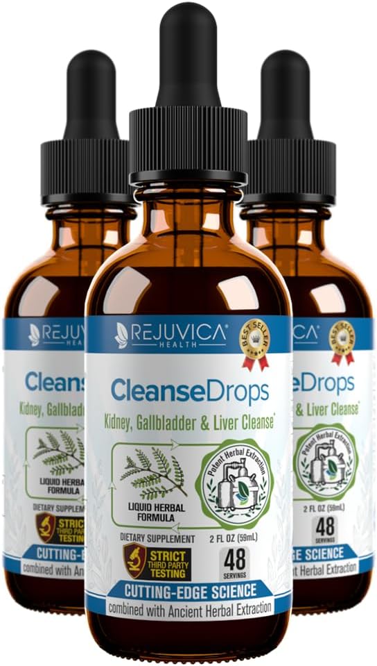 Cleanse Drops - Advanced Rinichi & Gallbladder Cleanse Supplement - Livrare lichid pentru o mai bună absorbţie - Chanca Piedra utilizate în pădurile tropicale amazoniene