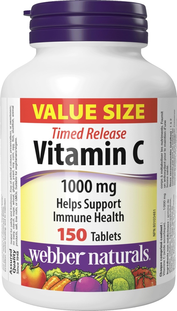 Webber Naturals Vitamina C Timed eliberare 1000mg, 150 file