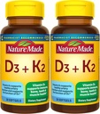 Natural Made Vitamina D3 K2, 5000 UI (125 mcg) Vitamina D, Supliment alimentar pentru oase, dinți, mușchi și sprijin pentru sănătate imună, 30 Softgels, 30 zile de aprovizionare - Pachet de 2