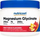 Pulbere de glicinat de magneziu Nutricost (Punch de fructe, 250 de grame)