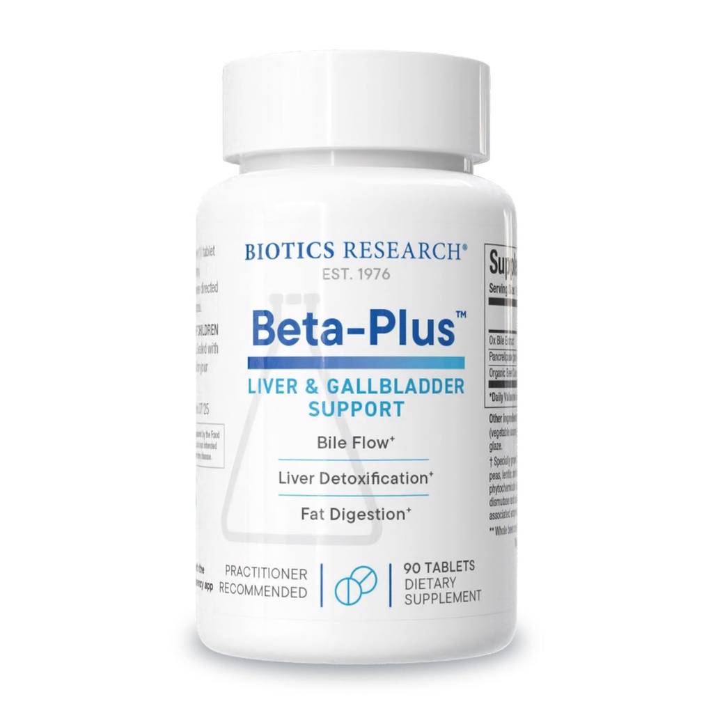 Biotics Research Beta-PlusTM Sare nutriţională Ox Bile Enzime digestive Suplimentul pentru producţia de bile pentru Nu Gallbladder-Suports Funcţia totală a ficatului, SIDA Digestia de grăsime, consumabile Betaine 90 Tabs