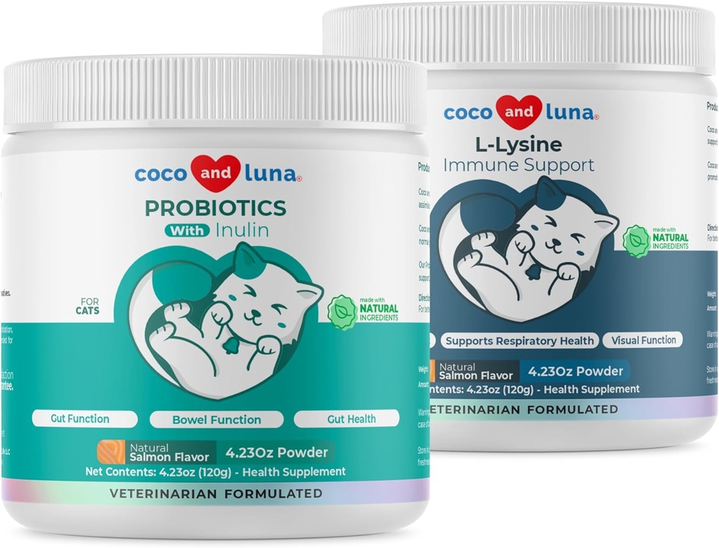 Lysine + Probiotice & Prebiotice pentru pisici - Suport Immune, Functia Ochilor, Functia Inteligenta & Sanatate.