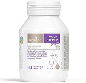 2 Set Bio Island Lysine Pasul în sus pentru tineret 60 comprimate masticabile (Australia Import)