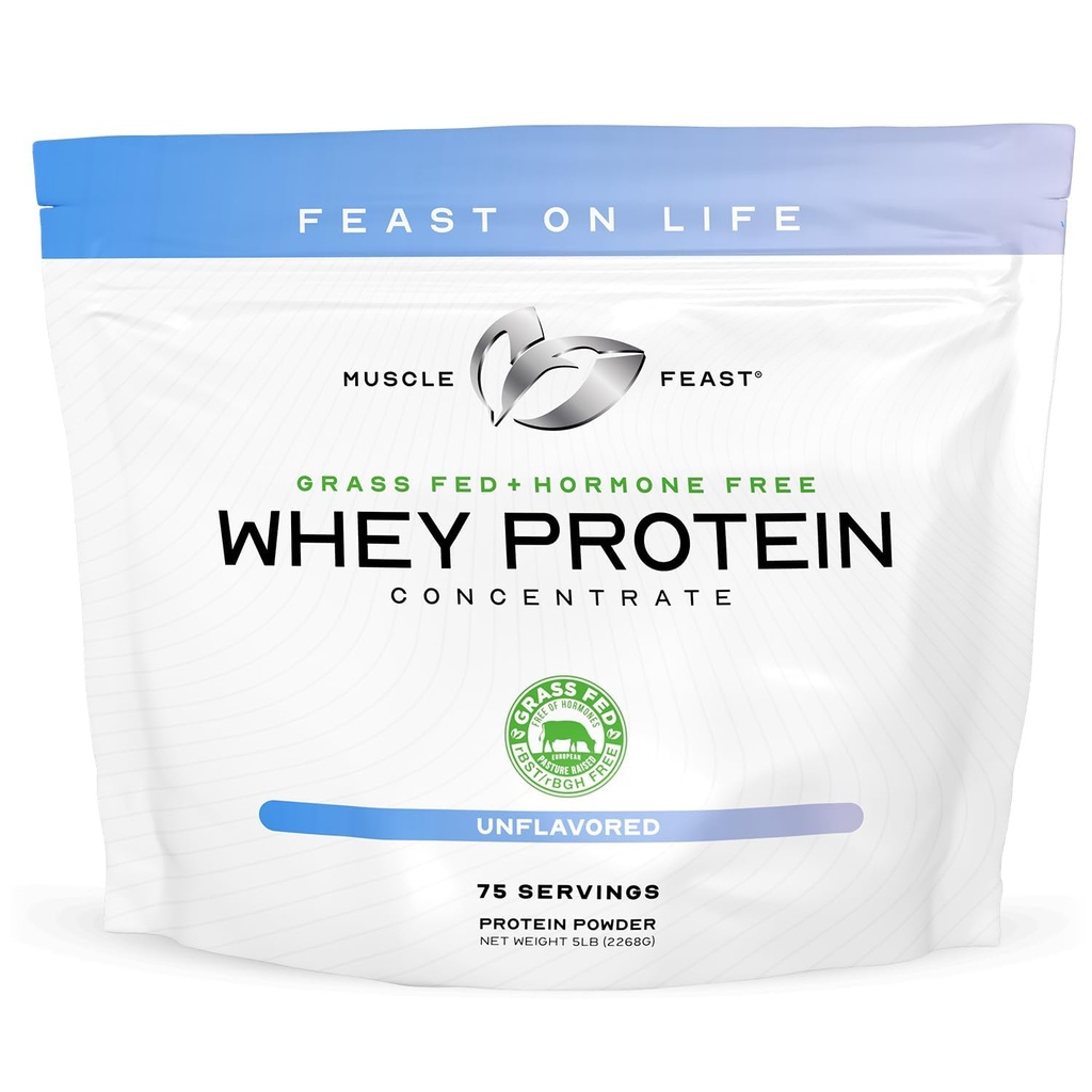Muscle Feast Grass-Feed Proteine concentrat pulbere, toate naturale, Hormone gratuit Paste crescute Whey Pulbere de proteine pentru femei și bărbați, curat, non-GMO și gluten liber Whey concentrat - Nearomat, 5lb