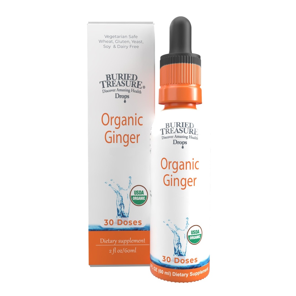 Treasure picaturi de ghimbir - Made with organic Ginger Root for Digestive Support, Upset Stomac Settle picături, No Sugar, Alcool gratuit, Versatile Use pentru ceai de ghimbir sau consum direct, 30 Serviri