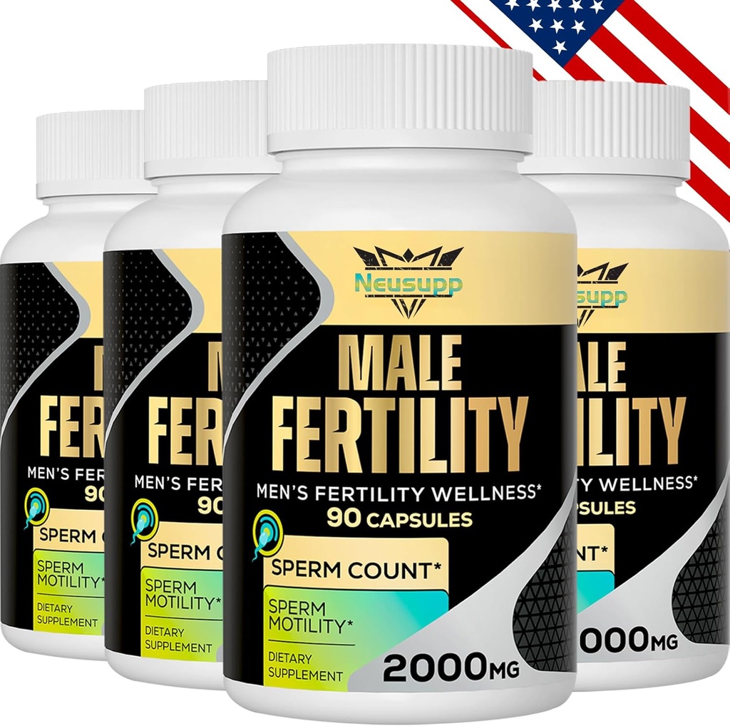 Suplimente de fertilitate pentru bărbaţi, vitamine prenatale de sex masculin - Conte de spermă optimal, Motilitate şi Putere, 2000MG Mens Suplimente de fertilitate cu rădăcină Maca, Zin & Folat pentru concepţie - Pachete de 4
