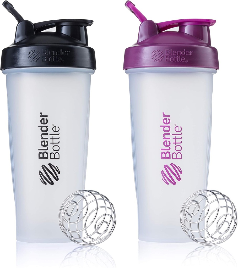 BlenderBottle Classic Shaker Sticla Perfect pentru Shake-uri de proteine și antrenament pre, 28-Ounce (2 ambalaj), Culori mai Vary