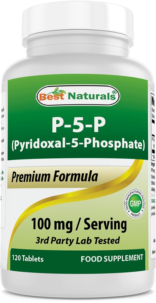Cel mai bun naturals P5P vitamina B6 (Piridoxal 5 Fosfat) 100 mg/Serving - 120 comprimate - o formă activă de vitamina B6.