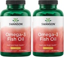 Swanson Omega 3 Fish Oil Supplement Heart Brain and Joint Support OMG-free EFS 180 mg EPA Plus 120 mg DHA 150 Softgel Capsules Lemon Flavor (2 ambalaj)