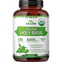 Zazzee USDA Organic Holy Basil 10:1 Extract, 6000 mg Putere, 120 capsule Vegan, concentrat și standardizate 10X Extract Tulsi, Acid Ursolic, 100% Certified Organic, Non-GMO