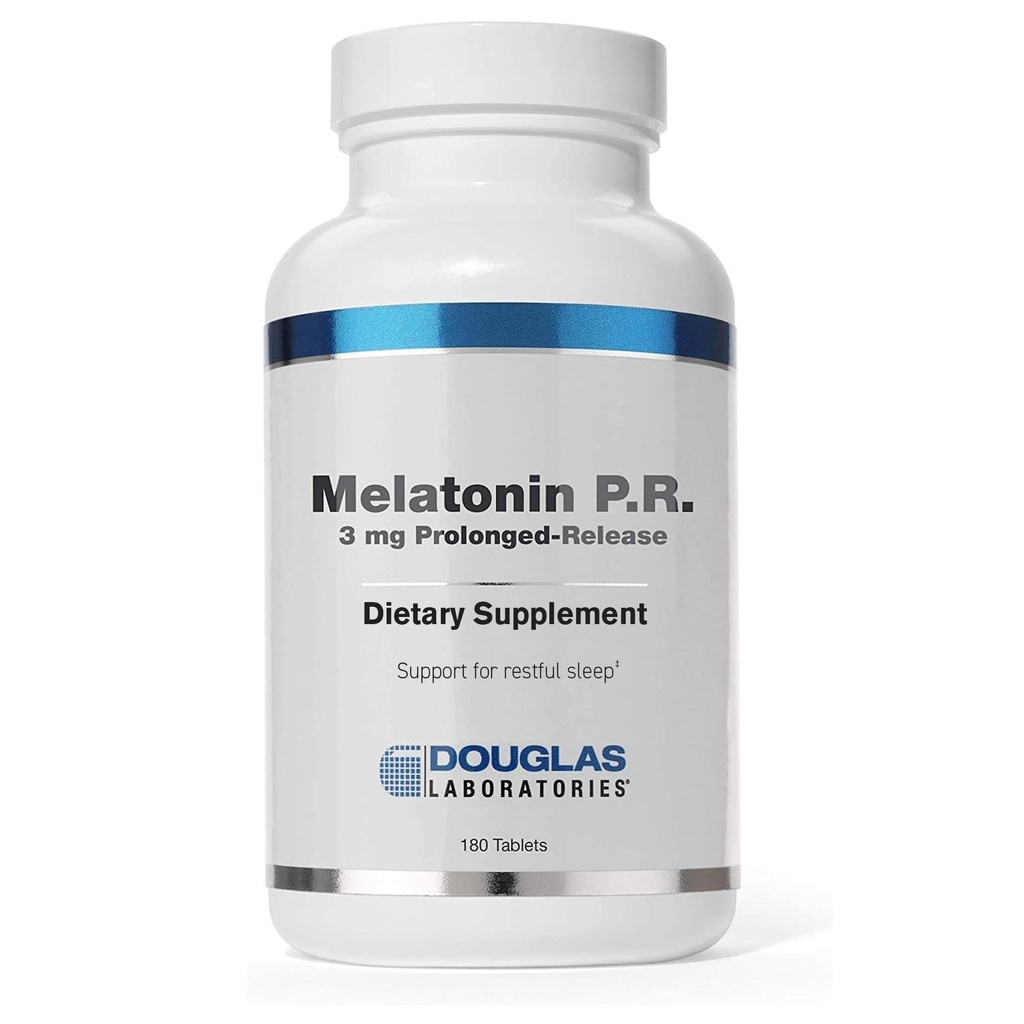 Douglas Laboratories Melatonin eliberare prelungită - 3 mg Melatonină - Suplimentul de suport pentru somn - pentru echilibrul hormonal, relaxare, antioxidanţi şi sistem imunitar * - 180 comprimate