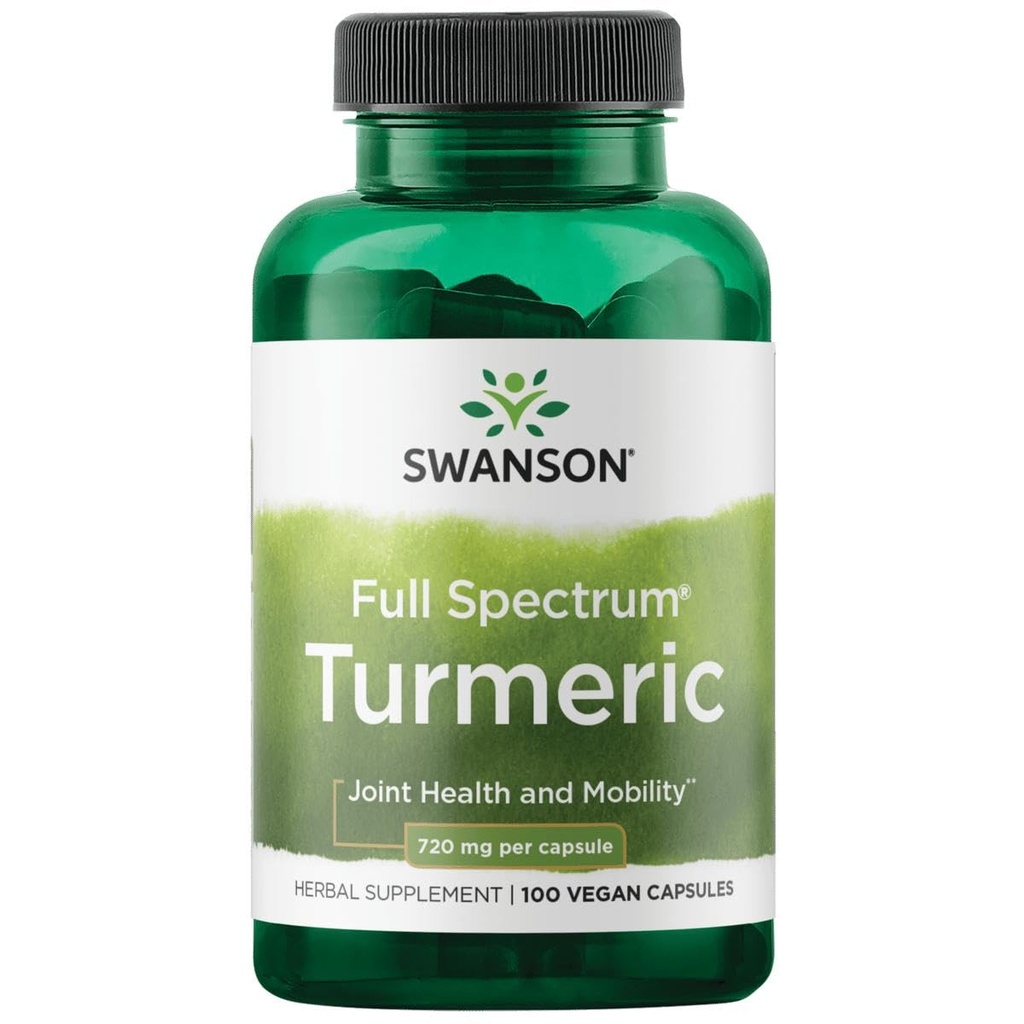 Swanson Full Spectrum Turmeric - Herbal Supporting Joint Health & Mobility - Natural Formula Supporting Digestive Health - (100 Capsule, 720mg Fiecare)