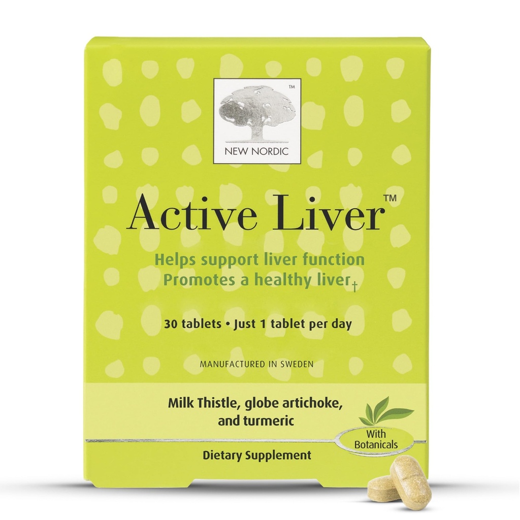 NORDIC Active Ficat 30-zi Aprovizionare, supliment de ficat de zi cu zi, Milk Thistle, Anghinare & Turmeric, 30 comprimate (Pachet de 1)