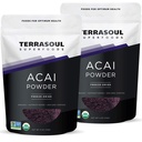 Terrasoul Superfoods Organic Acai Berry Powder, 4 Oz (Pachetul de 2), Freeze-Dryd pentru prospețime, Omega Fats Boost pentru Smoothie Bowls, și Antioxidant-Packed Superfoods Rețete