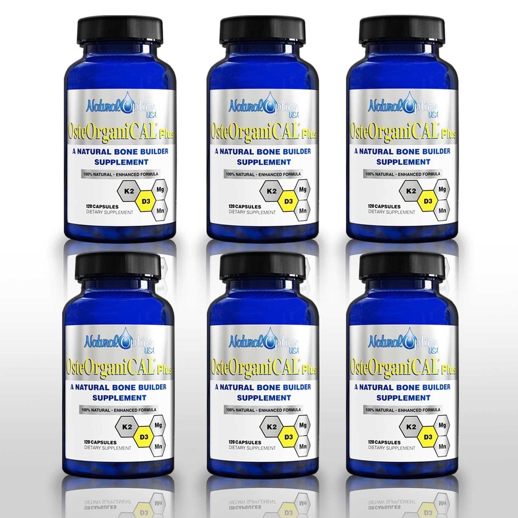 Plus - Baza de plante organice Sursa de supliment de calciu cu vitamina D3, k2, Glicinat de magneziu și Mangan (720 număr) Pachet de 6