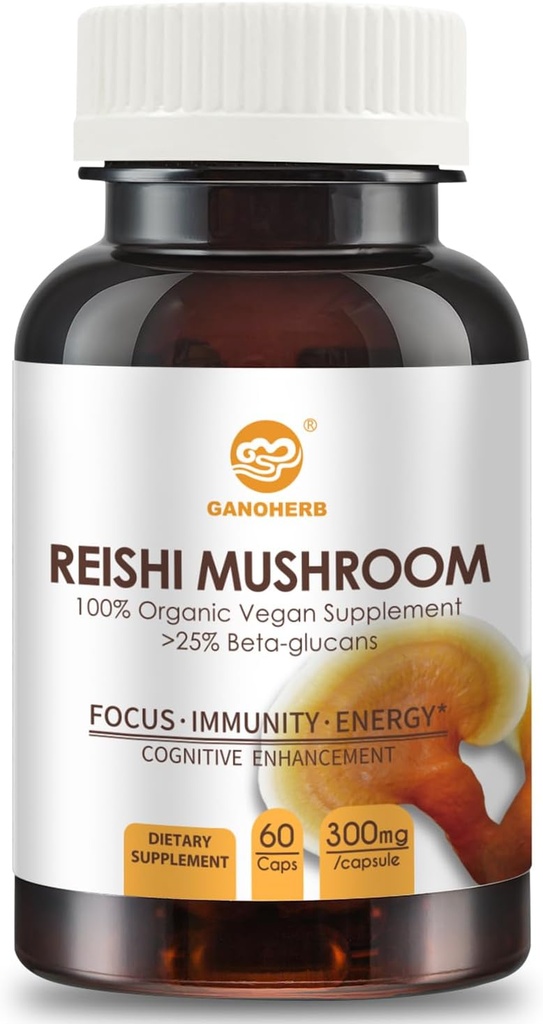 Reishi capsule ciuperci, Organic Advanced Superfood Supliment cu Reishi ciuperci pulbere 450mg, Reishi Shell-Broken Spores 270mg, Reishi Mushroom Extract 180mg pentru longevitate, Immune sănătate