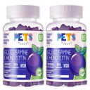 Animale de companie Purest Glucosamină Chondroitin Gummies cu MSM & Elderberry Extra Putere - Suport comun, Supplement de sprijin imun antioxidant pentru adulți, Bărbați și femei.(2 Pack) Afine