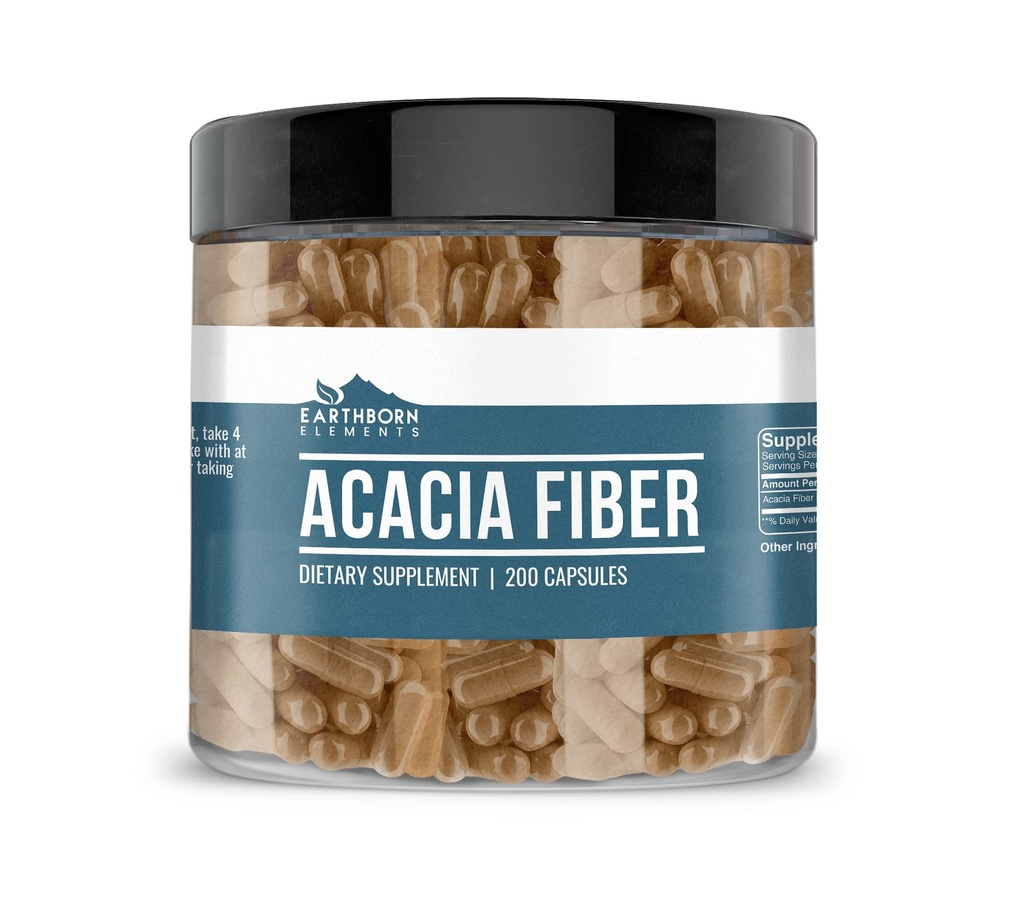 Elemente de origine pământeană Acacia Fiber 200 capsule, pur și nediluat, fără aditivi