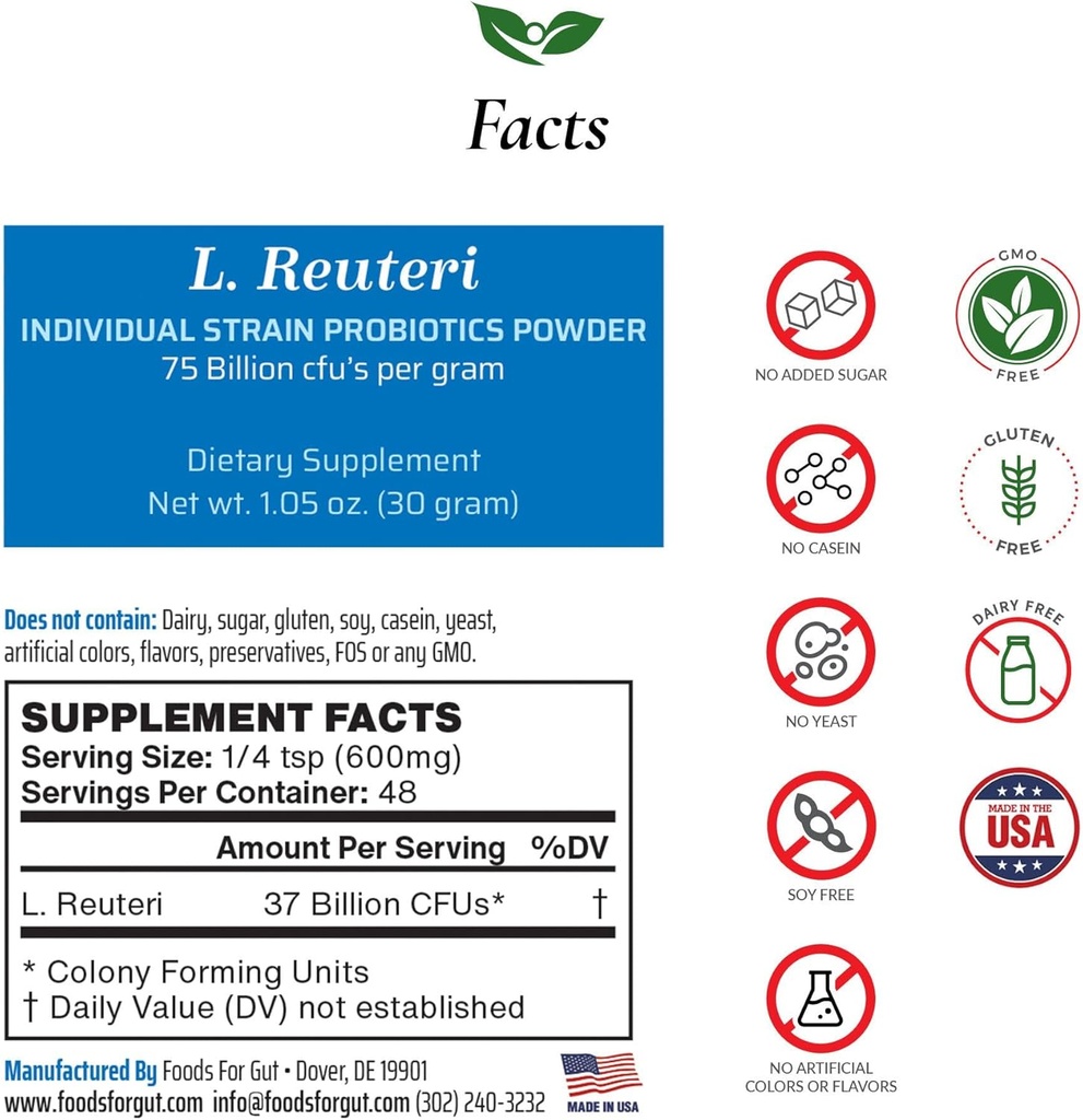 Lactobacillus Reuteri Powder Probiotic 75 Miliarde cfu's 