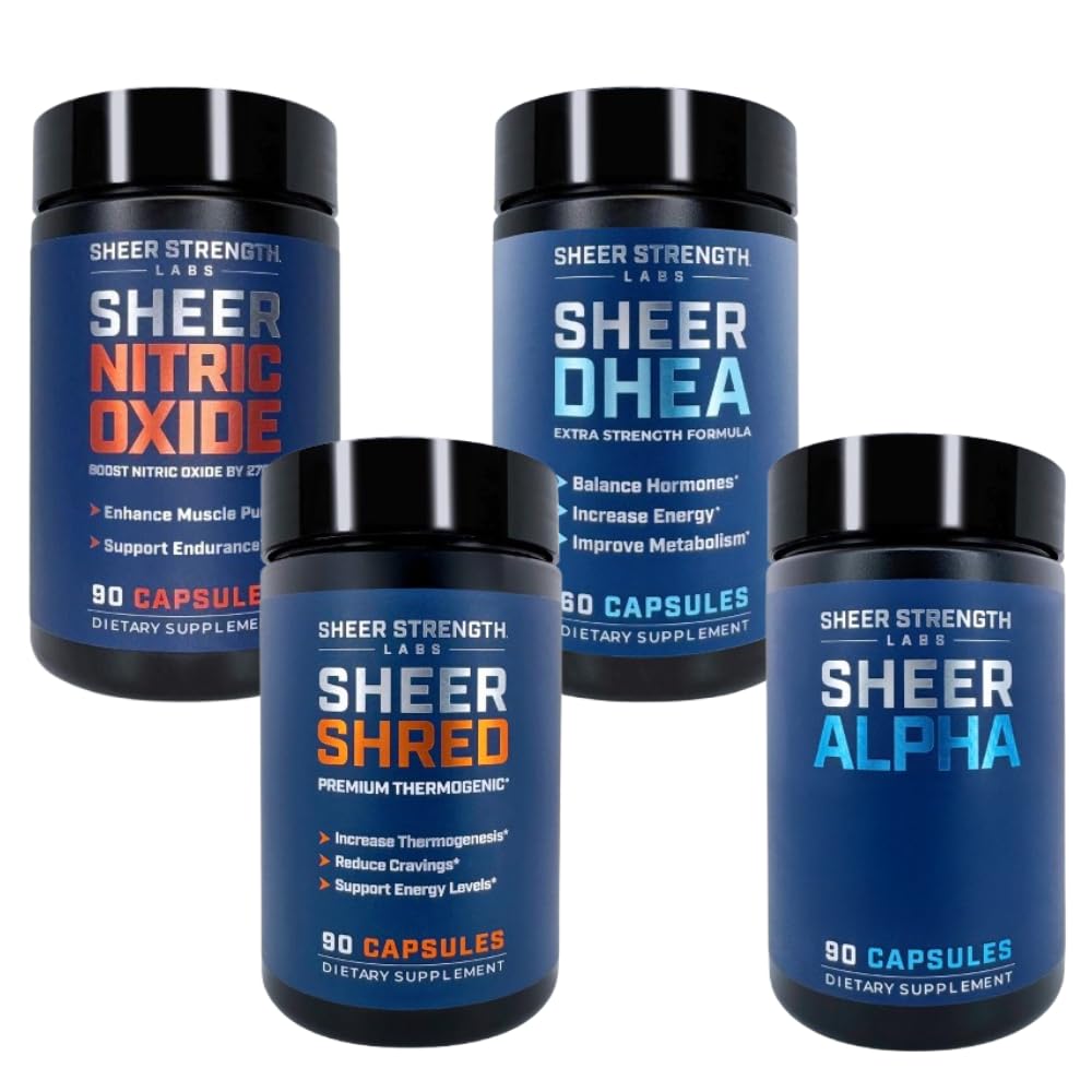 Sheer Ultimate Stack - Suplimentul DHEA pentru bărbaţi DHEA 100mg & Suplimentul oxid de azot & Sheer Shred & Sheer Alpha