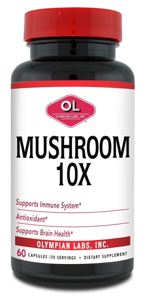 Olympian Labs 10X Supliment capsule de ciuperci - Formula cuprinzătoare Sistem imunitar suport, Antioxidant, Brain Health - 60 Capsule (30 Servings)