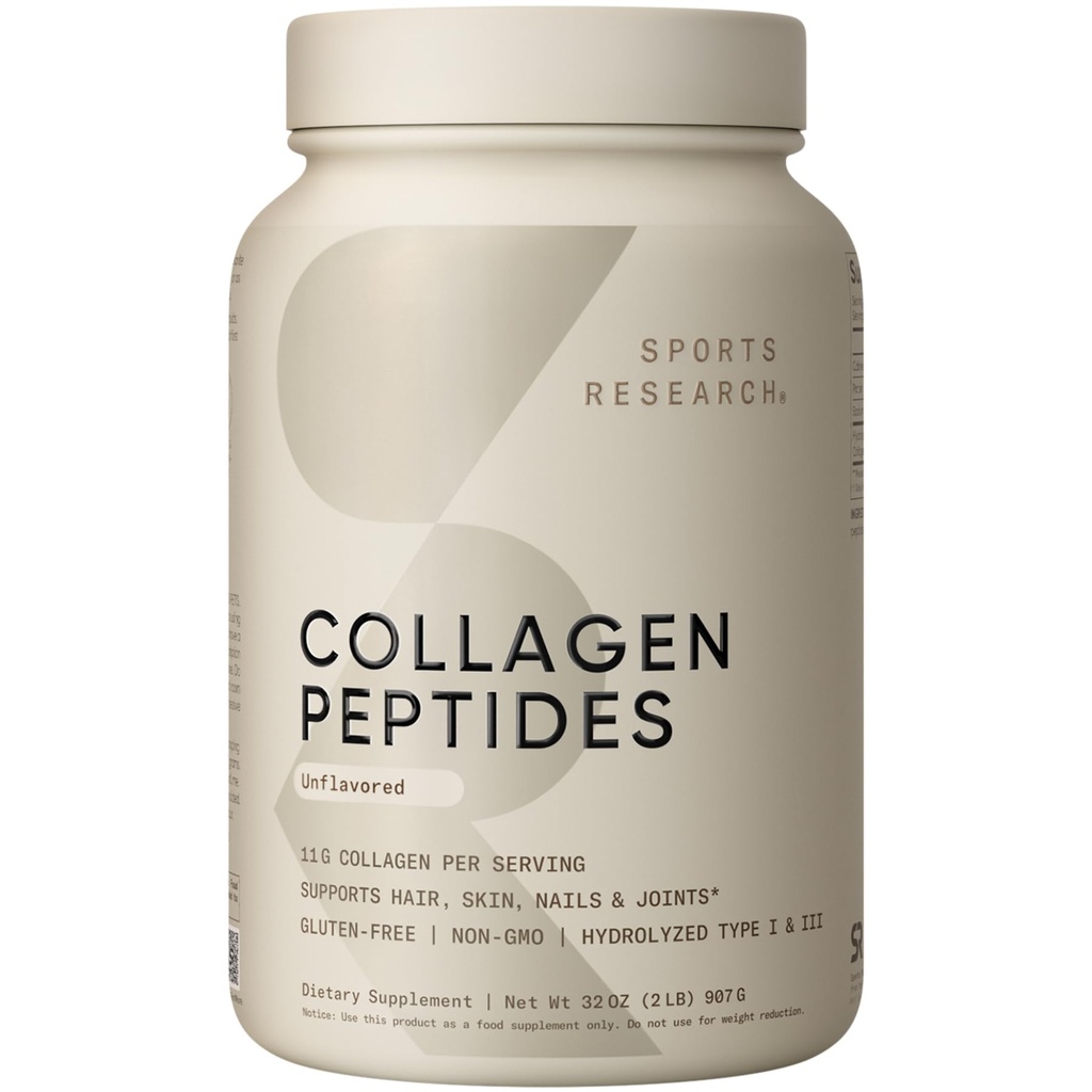 Cercetare sportivă Colagen Peptides - Hidrolizat tip 1 & 3 Colagen pulbere supliment de proteine pentru piele sănătoasă, unghii, & articulații - amestecare ușoară Vital Nutrients & Proteine, Colagen pentru femei și bărbați