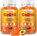 2 Pack CoQ10 Gummies 3000 mg - Plus Omega-3, Vitamina B3 & Zinc, Coenzime de înaltă absorbție Q10 Suplimente pentru energie celulară și suport antioxidant, Conte Vegan 120